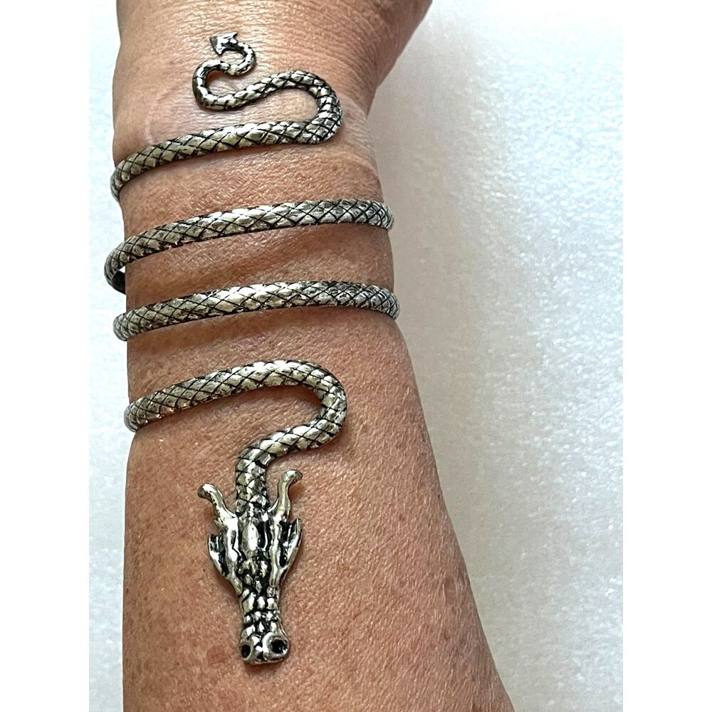 Hot Topic Dragon Arm Bracelet Cuff Wrap Silver Tone Long Fantasy Mystical Myth